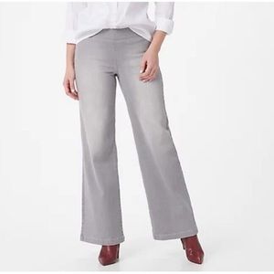 NYDJ Pull-On Wide Leg Jeans‎ Clean Grace Gray Super Stretch Size 0 Minimalist